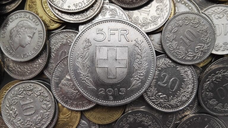 franks, swiss, chf, coins, money, helvetia, confederatio helvetia, ch, chf, chf, chf, chf, chf