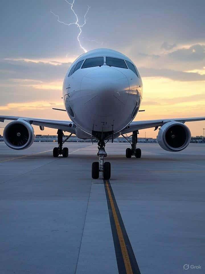 Blitzeinschlag in Swiss-Flugzeug bei Newark